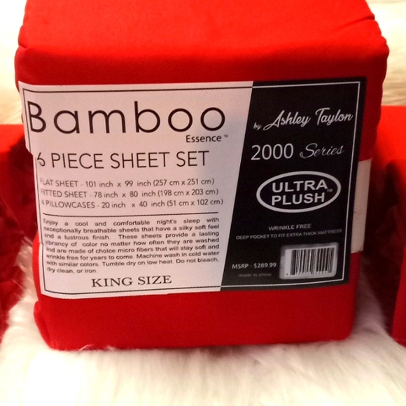 Bamboo Essence King Size Red- 6 Piece Sheet Set - Picture 7 of 10